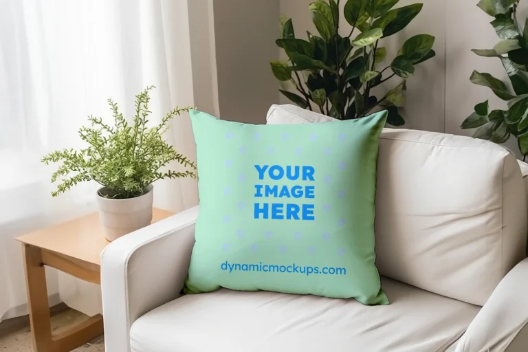 Mint Square Pillow Cover Mockup Template