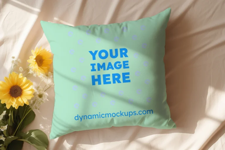 Mint Square Pillow Cover Mockup Template