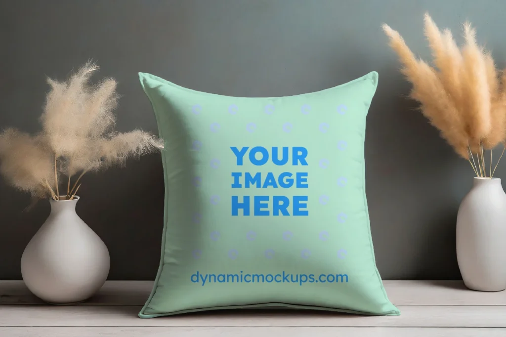 Mint Square Pillow Cover Mockup Template