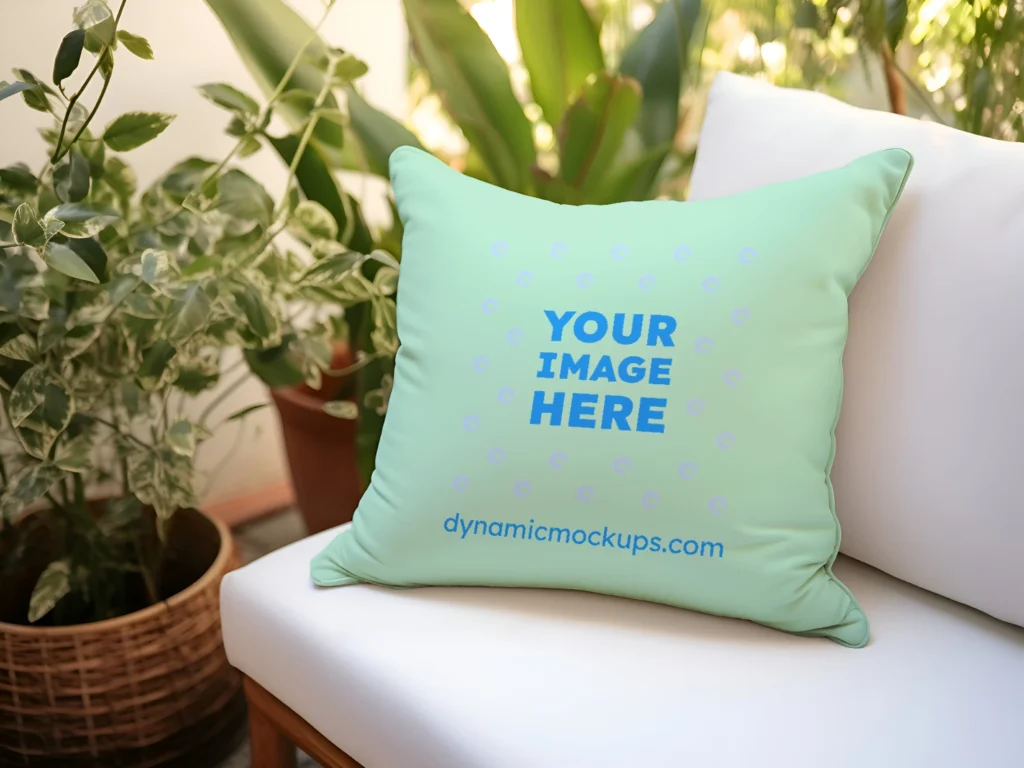 Mint Square Pillow Cover Mockup Template