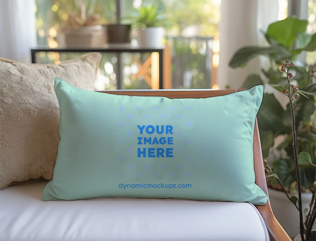 Mint Square Pillow Cover Mockup Template