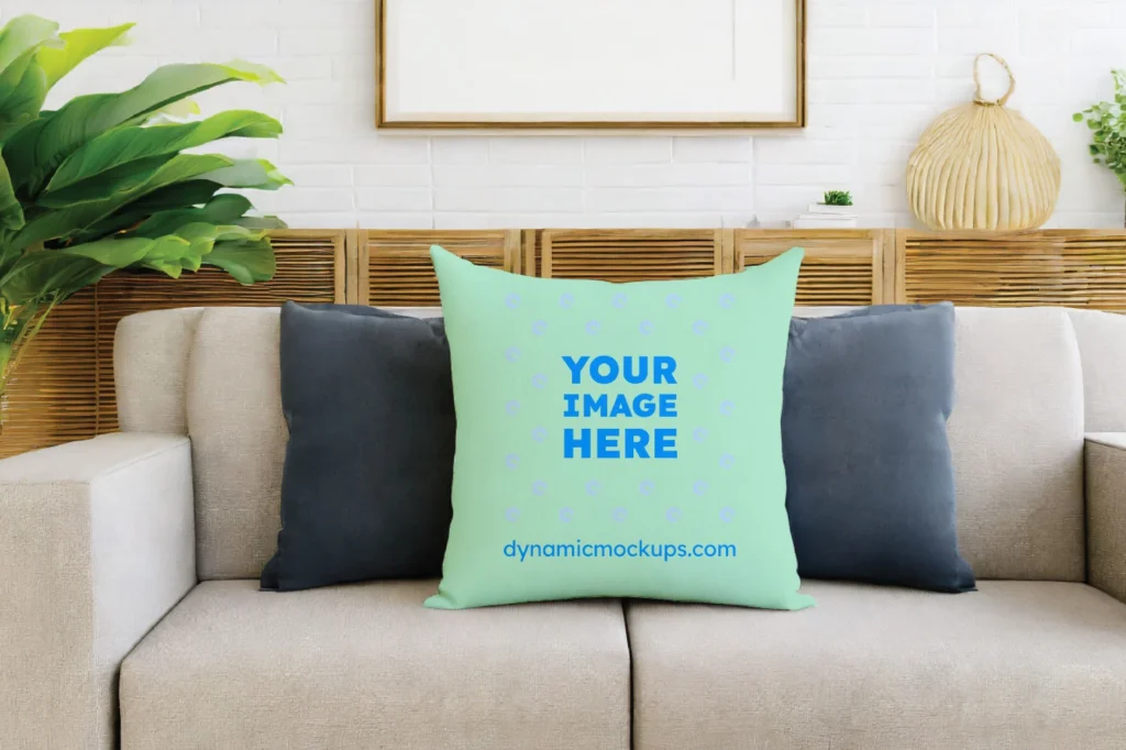 Mint Square Pillow Cover Mockup Template