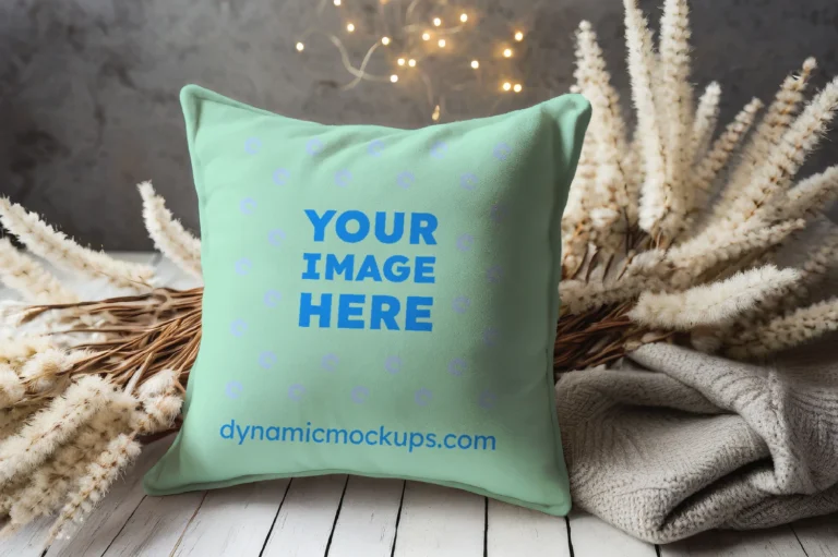 Mint Square Pillow Cover Mockup Template