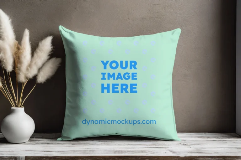 Mint Square Pillow Cover Mockup Template