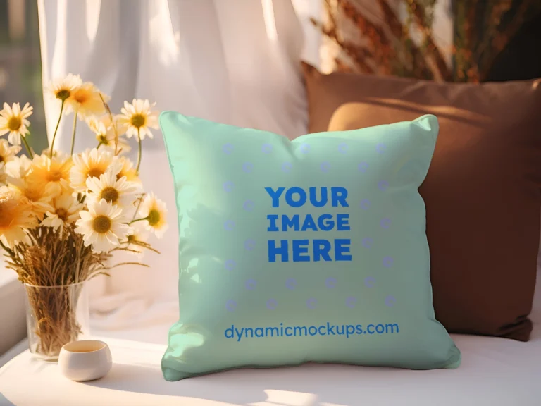 Mint Square Pillow Cover Mockup Template