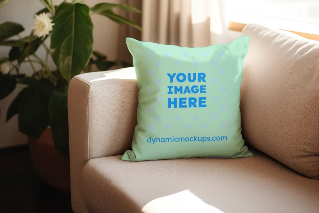 Mint Square Pillow Cover Mockup Template