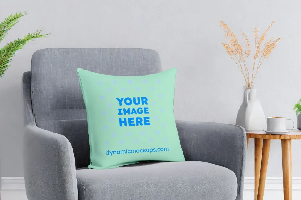 Mint Square Pillow Cover Mockup Template