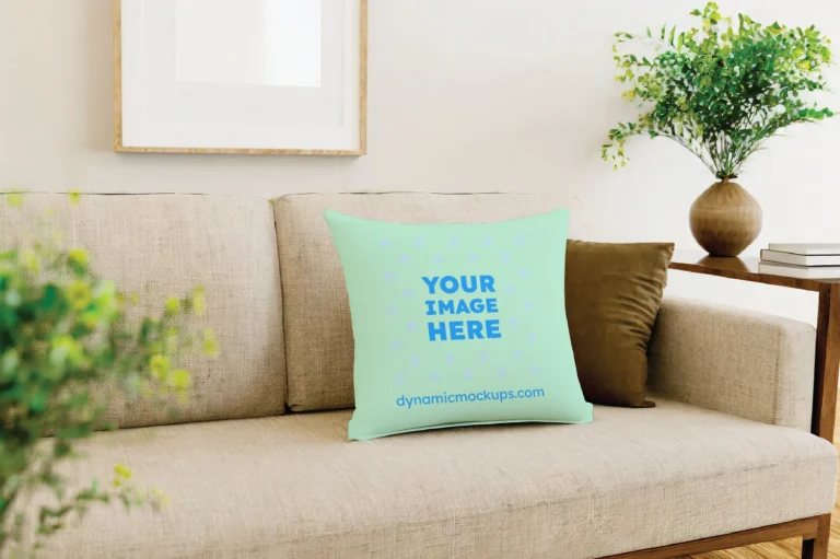 Mint Square Pillow Cover Mockup Template