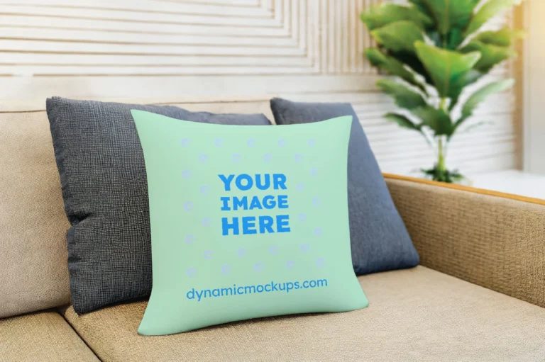 Mint Square Pillow Cover Mockup Template