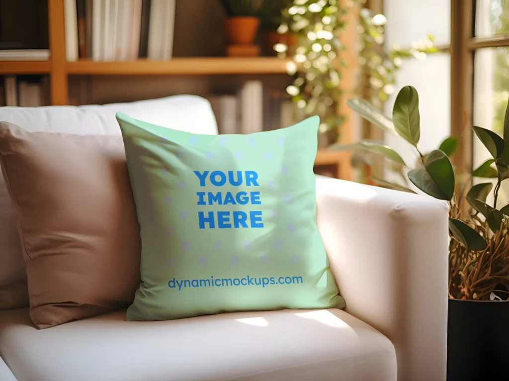 Mint Square Pillow Cover Mockup Template