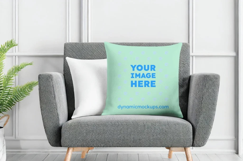 Mint Square Pillow Cover Mockup Template