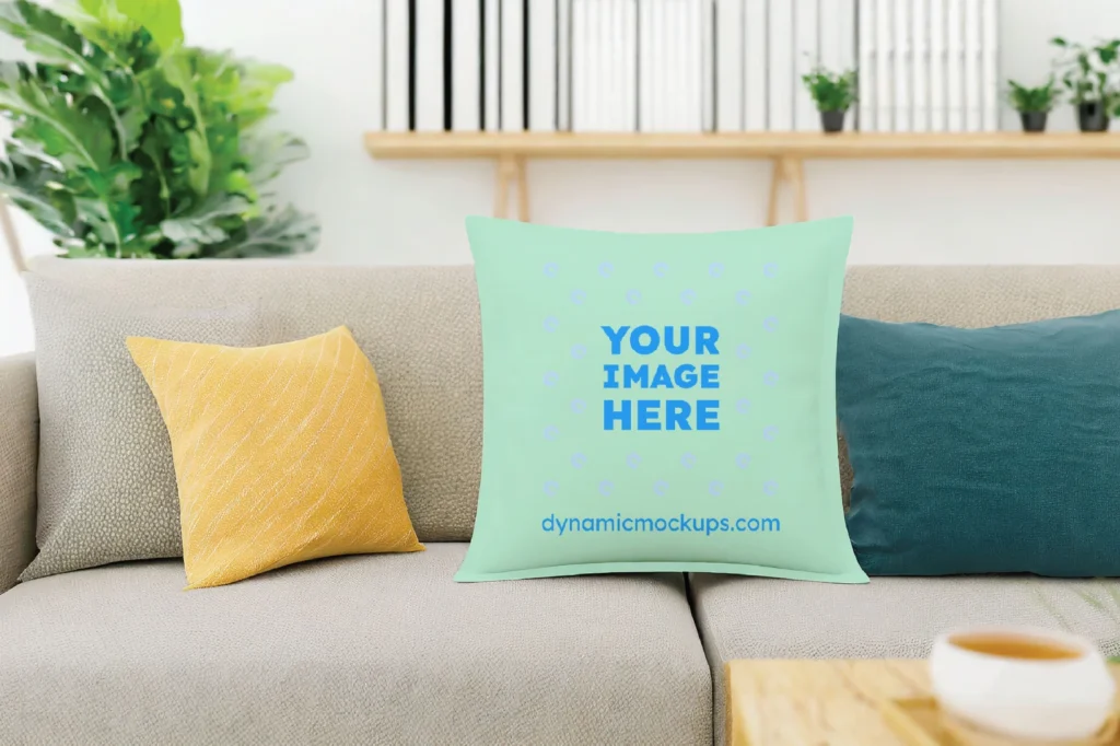 Mint Square Pillow Cover Mockup Template