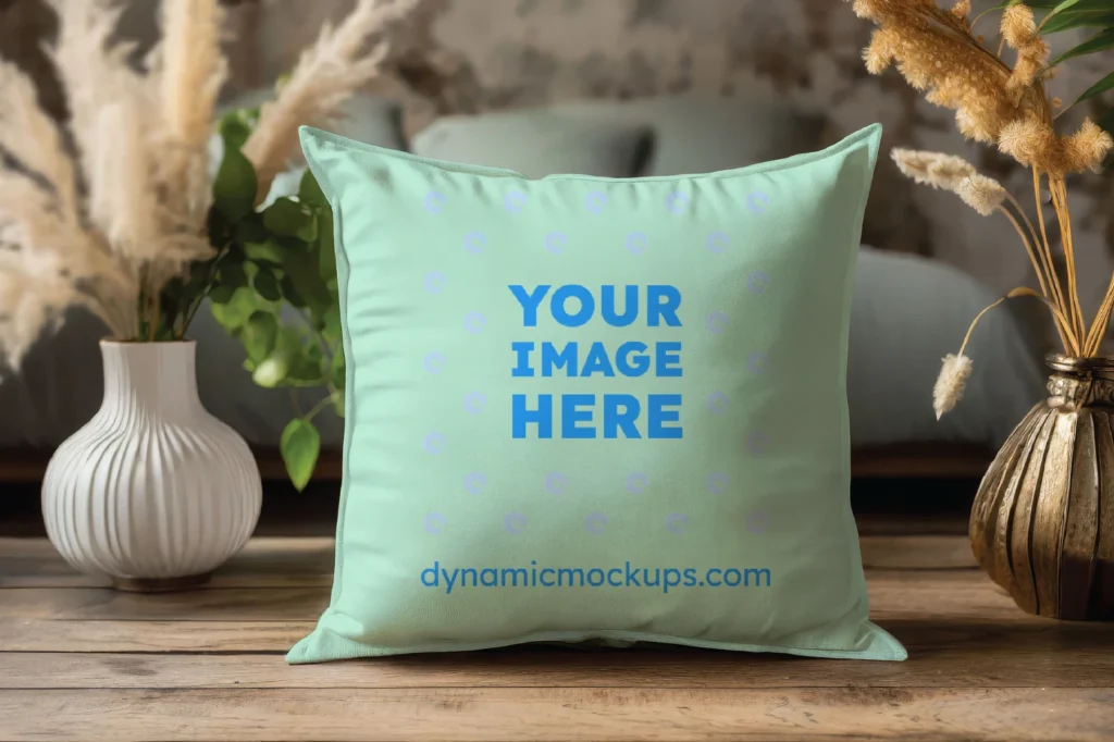 Mint Square Pillow Cover Mockup Template