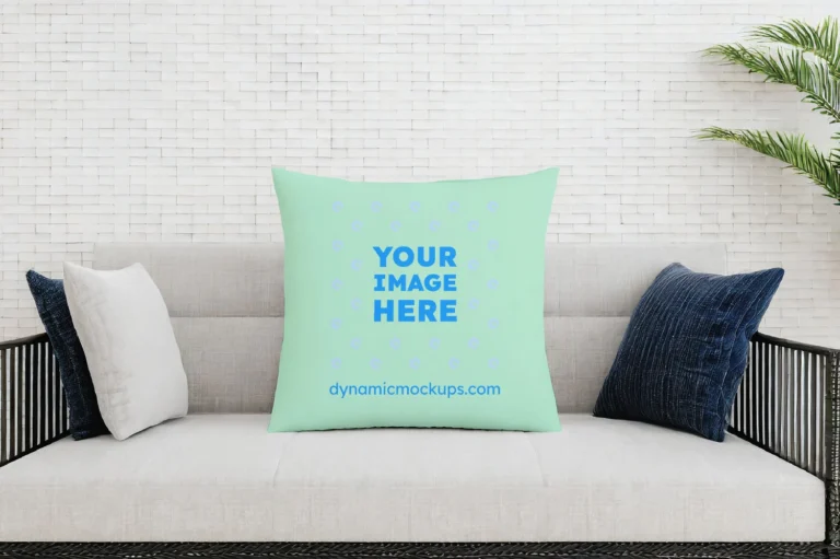 Mint Square Pillow Cover Mockup Template