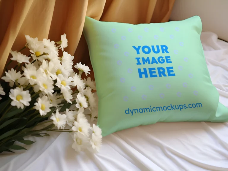 Mint Square Pillow Cover Mockup Template