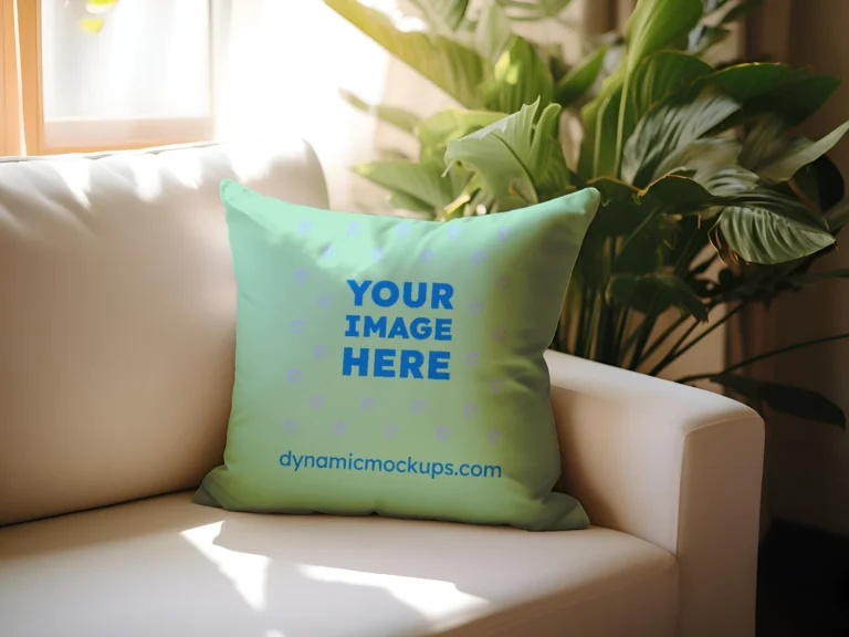 Mint Square Pillow Cover Mockup Template