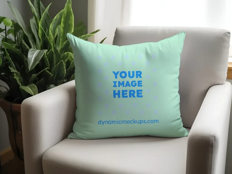 Mint Square Pillow Cover Mockup Template