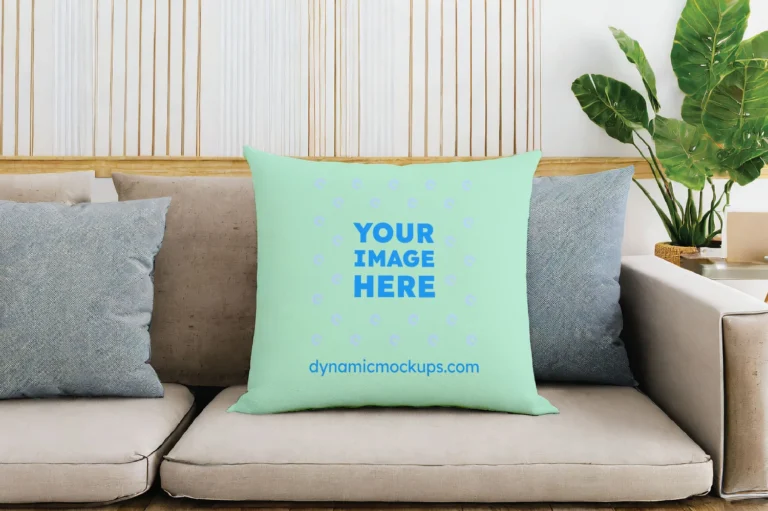 Mint Square Pillow Cover Mockup Template