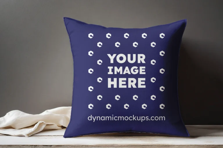 Navy Blue Square Pillow Cover Mockup Template