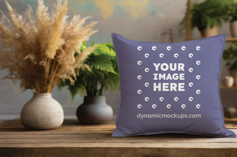 Navy Blue Square Pillow Cover Mockup Template