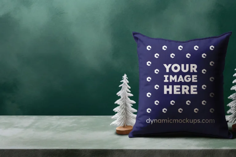 Navy Blue Square Pillow Cover Mockup Template