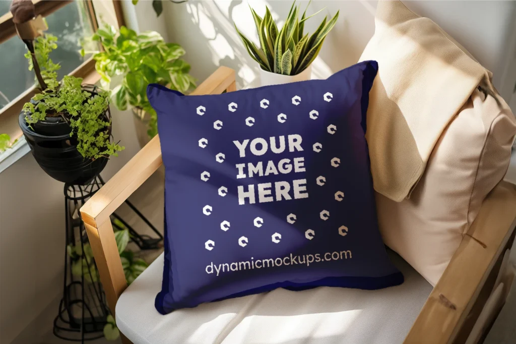 Navy Blue Square Pillow Cover Mockup Template