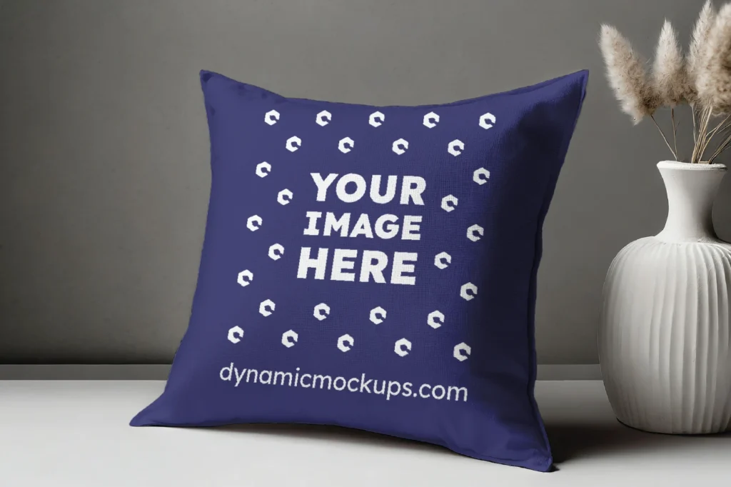 Navy Blue Square Pillow Cover Mockup Template