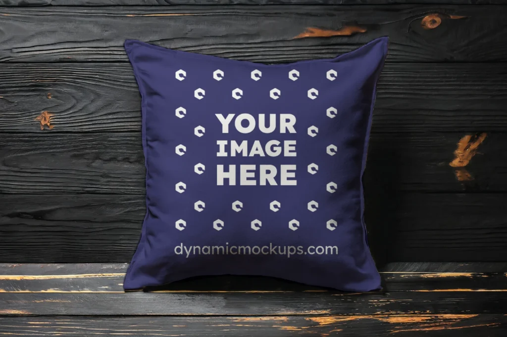 Navy Blue Square Pillow Cover Mockup Template