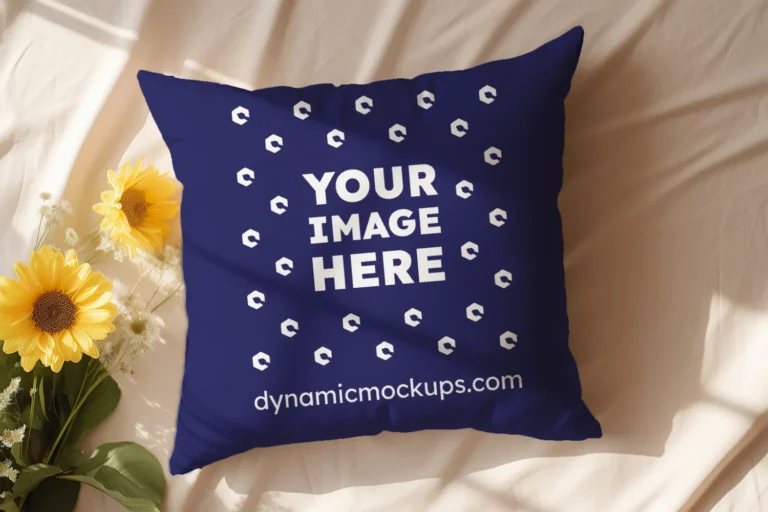 Navy Blue Square Pillow Cover Mockup Template