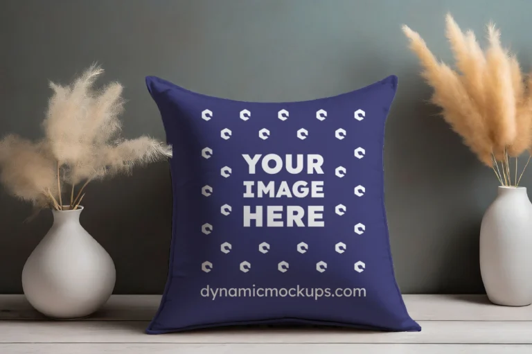 Navy Blue Square Pillow Cover Mockup Template