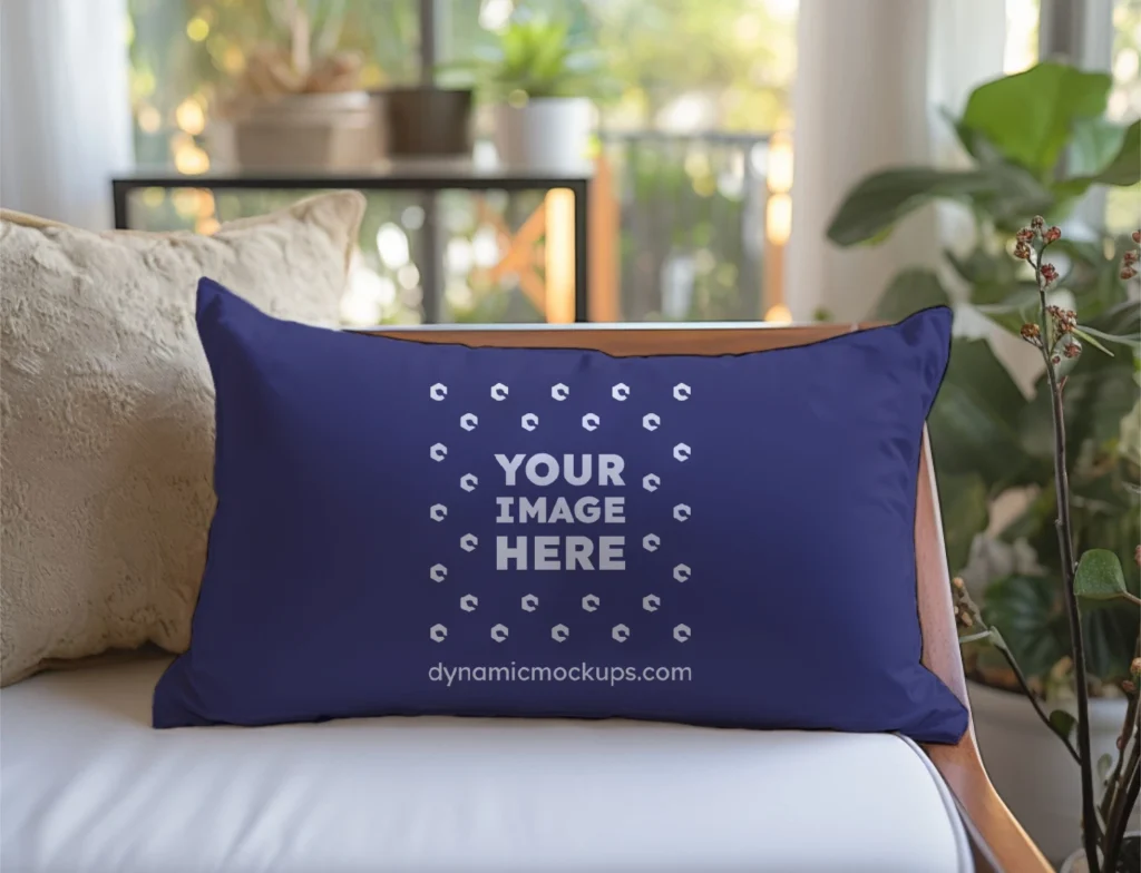 Navy Blue Square Pillow Cover Mockup Template