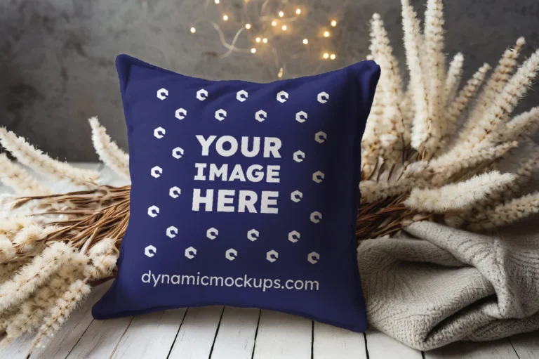 Navy Blue Square Pillow Cover Mockup Template