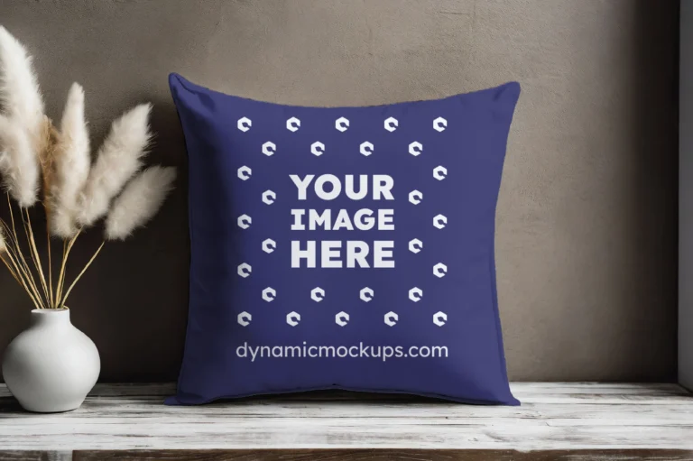 Navy Blue Square Pillow Cover Mockup Template