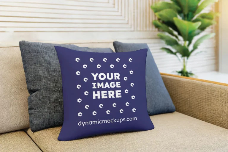 Navy Blue Square Pillow Cover Mockup Template