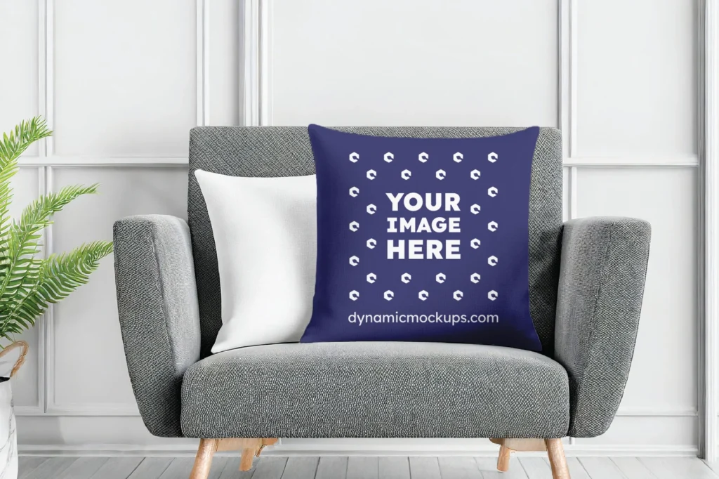 Navy Blue Square Pillow Cover Mockup Template