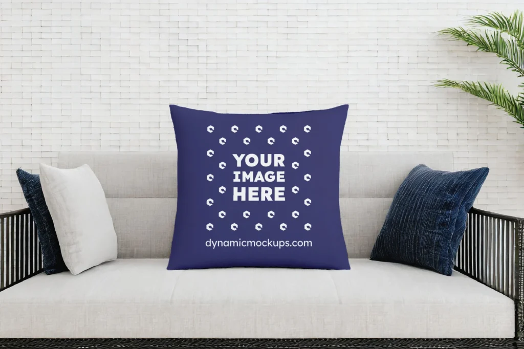 Navy Blue Square Pillow Cover Mockup Template