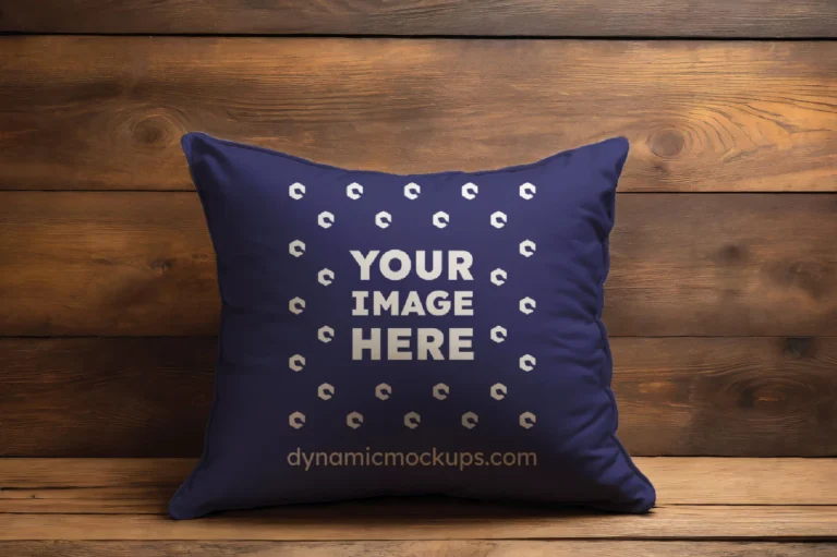 Navy Blue Square Pillow Cover Mockup Template