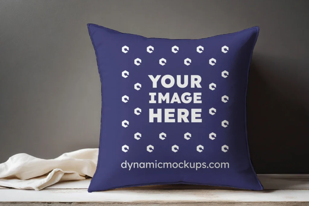 Navy Blue Square Pillow Cover Mockup Template