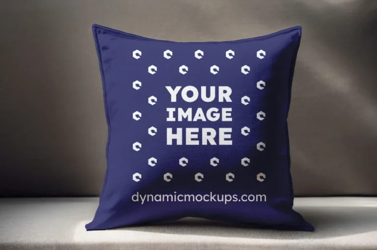 Navy Blue Square Pillow Cover Mockup Template