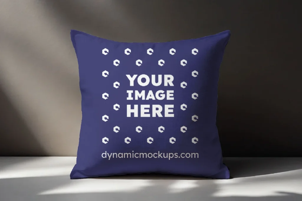 Navy Blue Square Pillow Cover Mockup Template