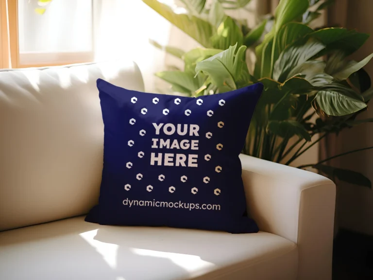 Navy Blue Square Pillow Cover Mockup Template