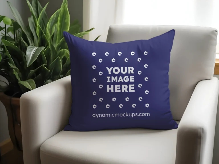 Navy Blue Square Pillow Cover Mockup Template