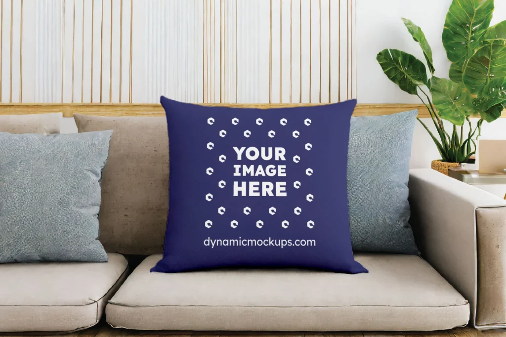 Navy Blue Square Pillow Cover Mockup Template