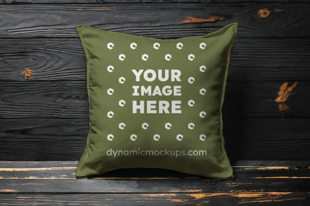 Olive Green Square Pillow Cover Mockup Template