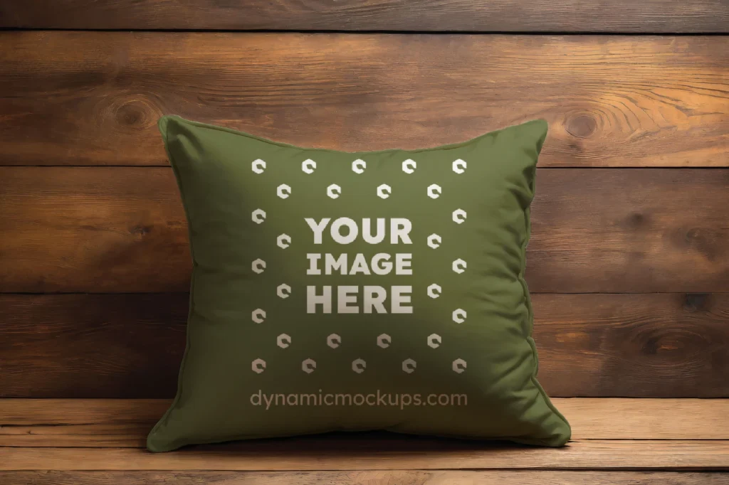 Olive Green Square Pillow Cover Mockup Template