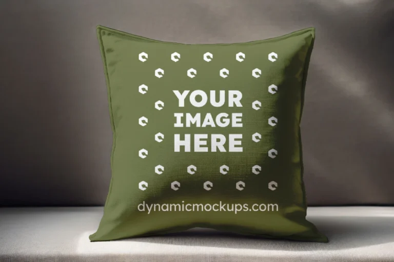 Olive Green Square Pillow Cover Mockup Template