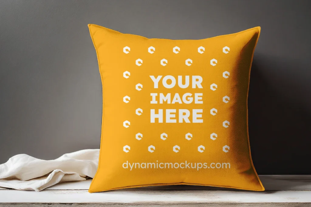 Orange Square Pillow Cover Mockup Template