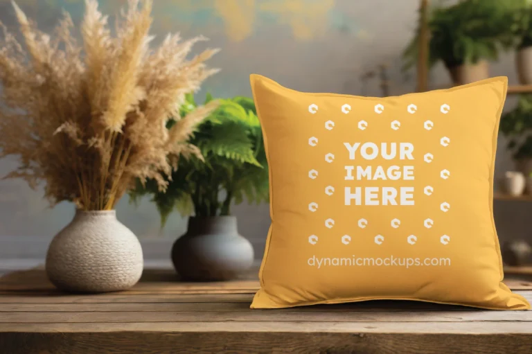 Orange Square Pillow Cover Mockup Template