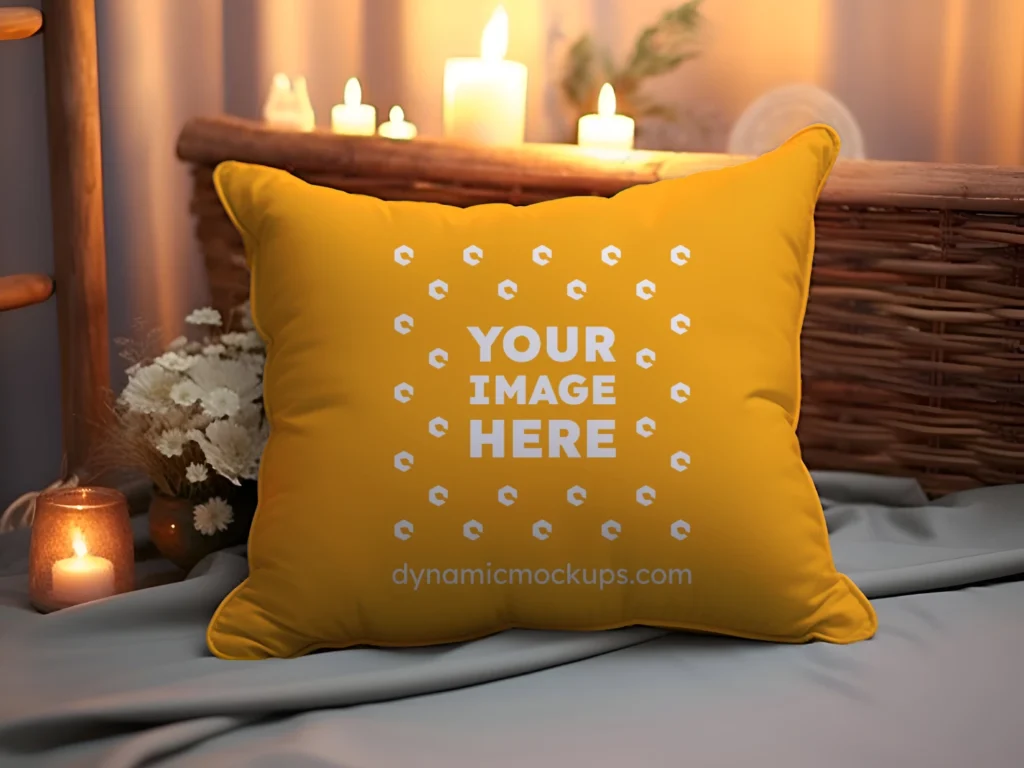 Orange Square Pillow Cover Mockup Template