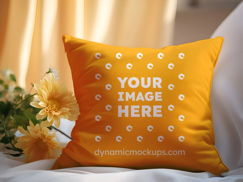 Orange Square Pillow Cover Mockup Template